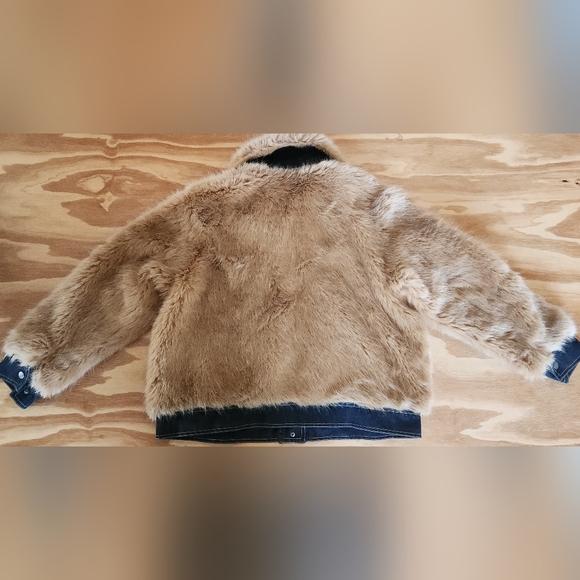 COPY - Stella McCartney Faux Fur Jacket with Denim Detail Trim - Picture 12 of 16